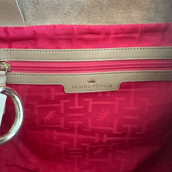 NWT Elaine Turner Elegant Two Tone Tan Suede & Leather Quilted Boho Bag - Picture 8 of 9